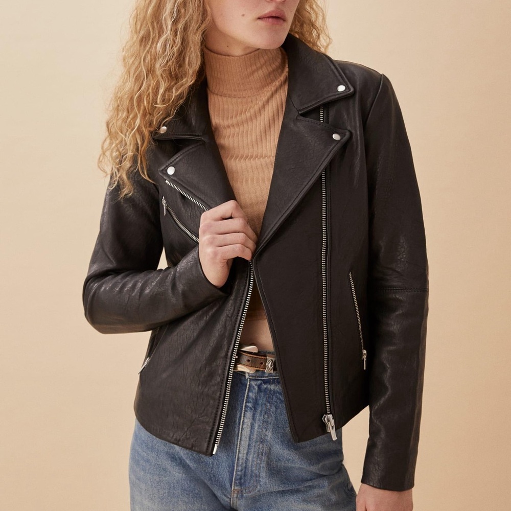 Reformation x Veda Hoyt Leather Motorcycle Jacket